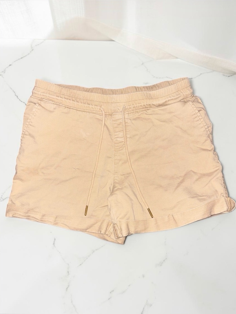Time and Tru Women's Drawstring Athletic Shorts - Light Peach